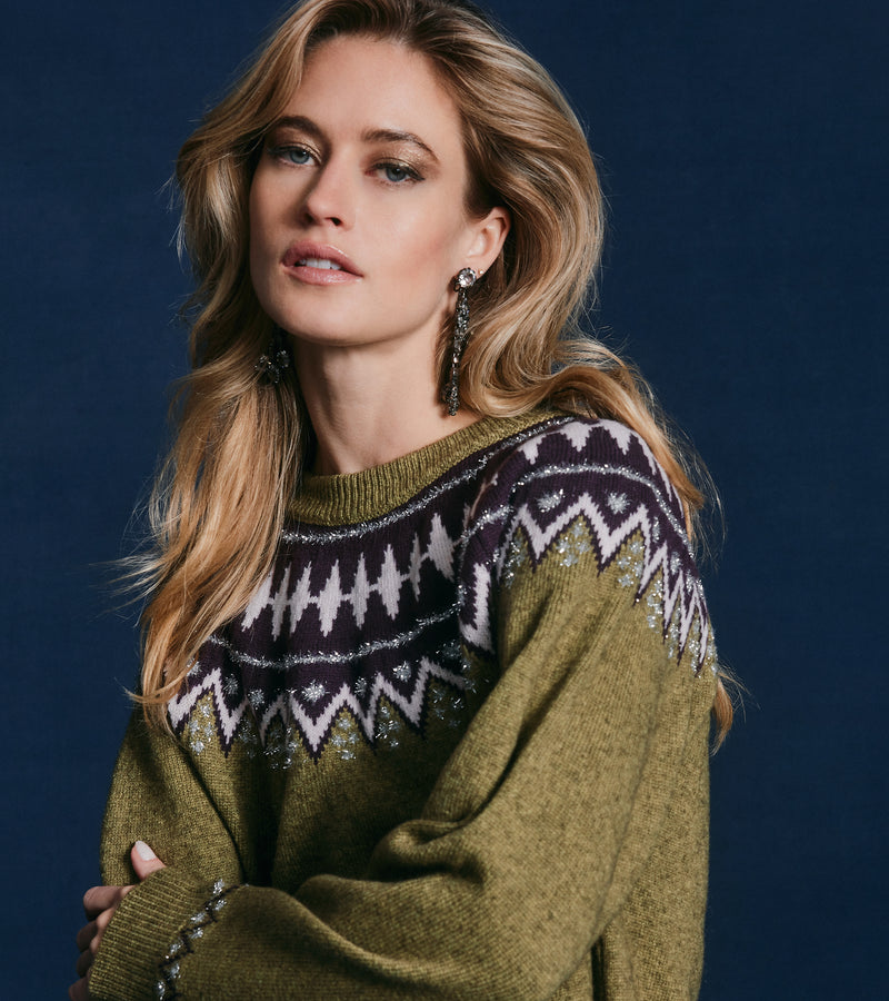 Annie Fair Isle Crew | Merlot Multi