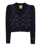 Petite Cardigan with Floral Embroidery | Azure Navy