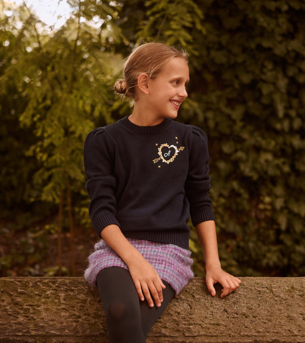 Kids Cotton Puff Sleeve Petite Crew