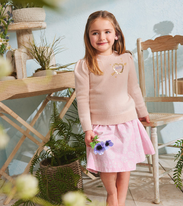 Kid's Puff Sleeve Petite Crew with Heart